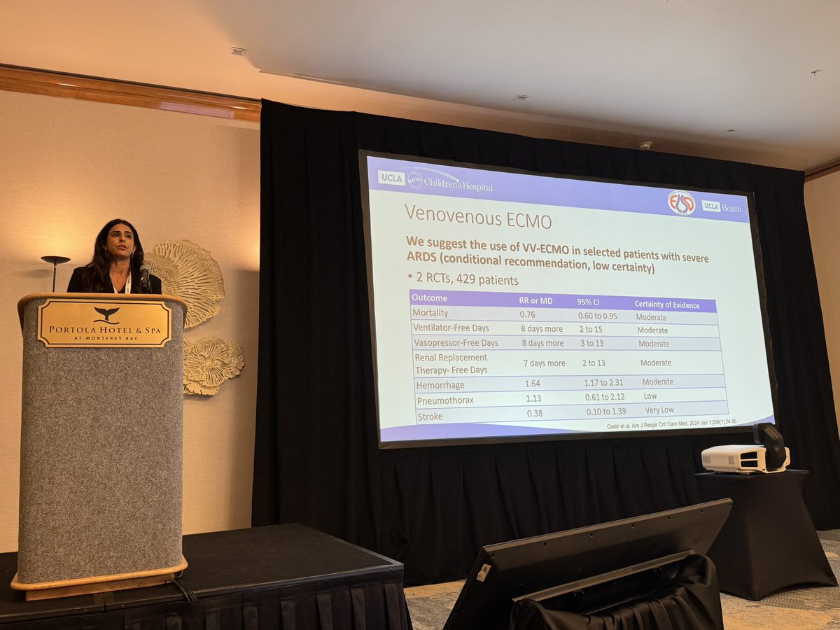 CalThoracic's tweet photo. Dr. Nida Qadir from @DOM_UCLA @UCLAHealth presenting on candidate selection in ECMO. https://t.co/MkrIdtnLPC