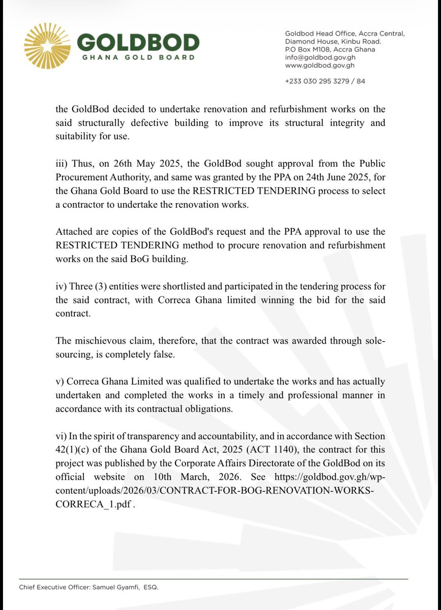 GhanaGOLDBOD's tweet photo. Allegations of inflated-priced laptops and sole-sourced office renovation works are false. https://t.co/ib4P5PWf36