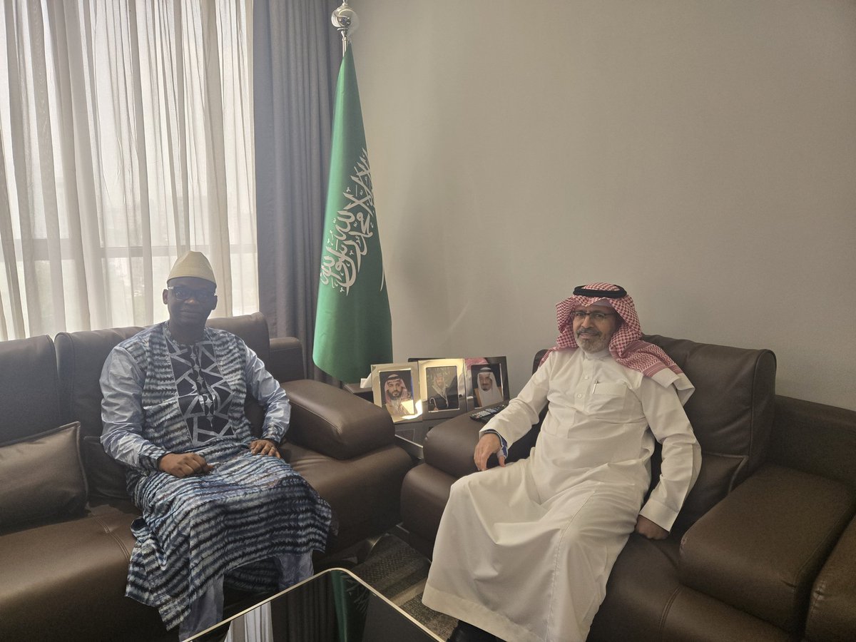 manousekou's tweet photo. I paid a courtesy call on my colleague and brother, Ambassor of the @KSA to the DRC, H.E Abdulaziz Muhammad Albadi. 
We discussed strengthening bilateral relations and exploring opportunities for cooperation between our respective missions. https://t.co/ckrwxvOiLQ