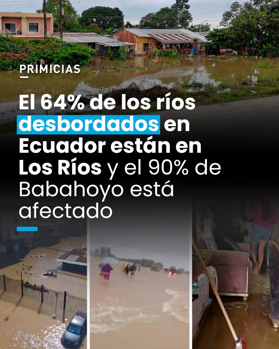 WRadioEc's tweet photo. La provincia de Los Ríos pasó de tener 1.855 personas afectadas por las intensas lluvias el 1 de marzo, a 5.283 el 12 de marzo de 2026. Varios ríos del cantón Babahoyo están desbordados o creciendo de nivel. 

Fuente: Primicias 

https://t.co/bWrmn1yDN6 https://t.co/7W48W3svOz