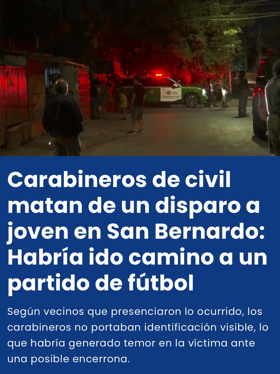 hernan_sr's tweet photo. 🚨GRAVE🚨

Carabineros sin identificación matan a ciudadano inocente en San Bernardo. https://t.co/vj0prhf8Ou