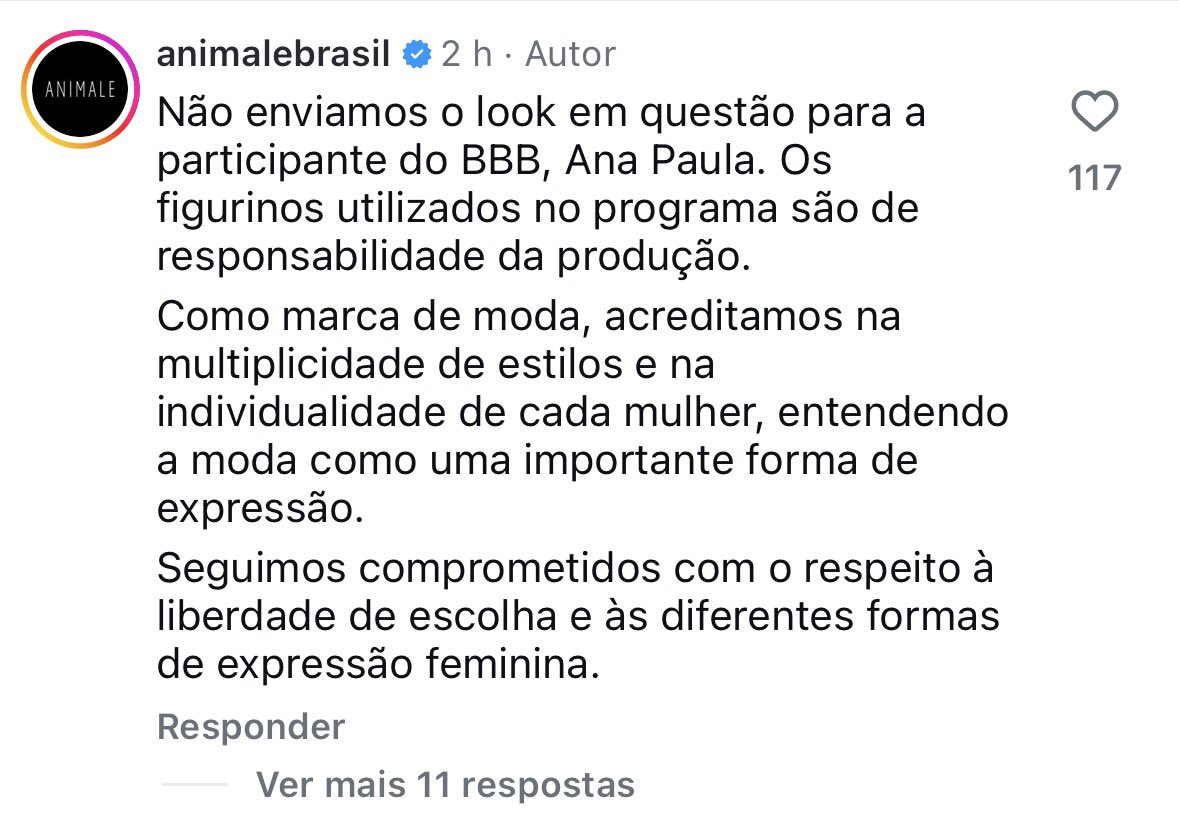 A Animale veio a público com o maior Me Inclua Fora Dessa da história. A produção do bbb26 vai ficar marcada por não respeitar a individualidade de uma mulher por pura implicância. Que loucura.