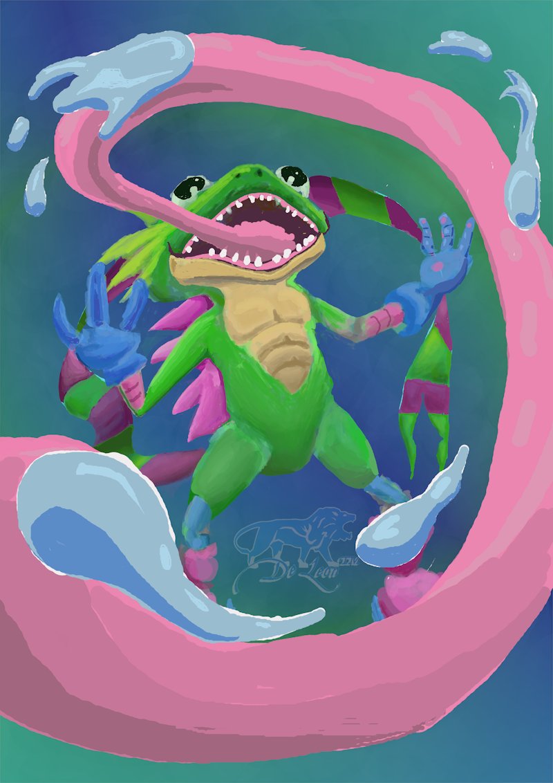 Deleontm's tweet photo. My take on Digimon Beatbreak Gekkomon
WIP https://t.co/n9oPVZaGMC