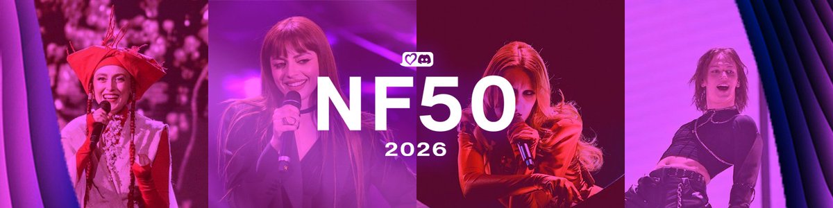 ESCdiscord's tweet photo. Voting in our #NF50 event is now OPEN! 🎉

You can vote for your top ten NF songs that aren't going to Eurovision 2026. We'll be holding a live reveal on April 4 to count down our combined top 50!

👉 Join our server to cast your vote at https://t.co/4n9jVPgFUW https://t.co/rbfN2WqNO3