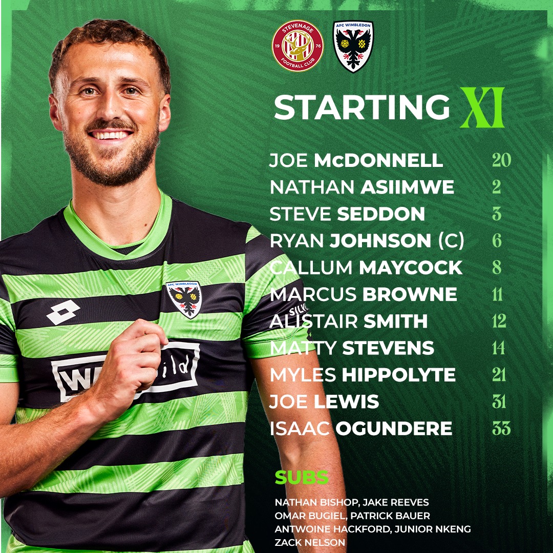 AFCWimbledon's tweet photo. The starting XI is in 🗞️

#AFCW 🟢⚫️