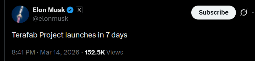 BioStone_chad's tweet image. Elon Musk tweet " $Terafab Project launches in 7 days"

this one might be sent $Terafab #SOL 

EncFm8nRh1VBwcRmGugTUzoGsC1n2srWesKDkiMAYWLt