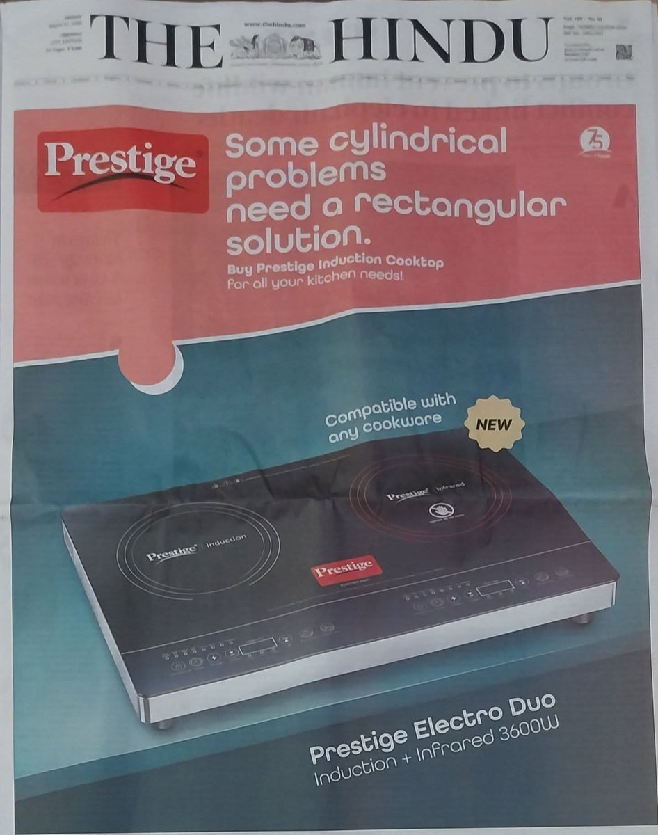sfaisalpeer's tweet photo. Brilliant marketing by Prestige! Turning a simple geometry concept into a product message “Some cylindrical problems need a rectangular solution.”
Creative, memorable, and perfectly connected to the product. 👏📐🔥
 #MarketingGenius #CreativeAds https://t.co/HprVmKLO8i