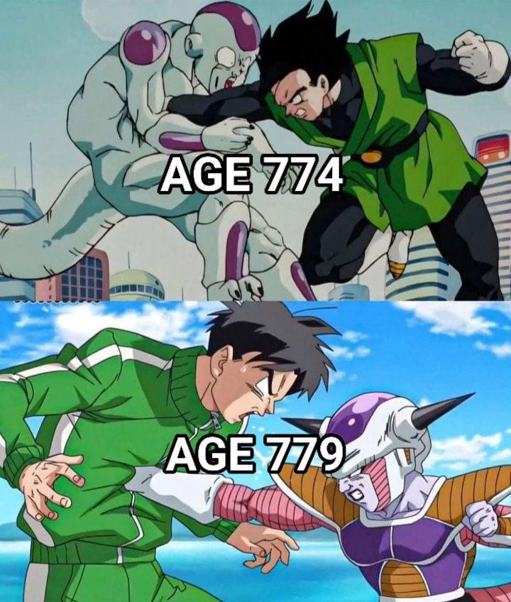 Gohan x Freeza em Dragon Ball Z: Ano 774 e Ano 779. Dragon Ball Z