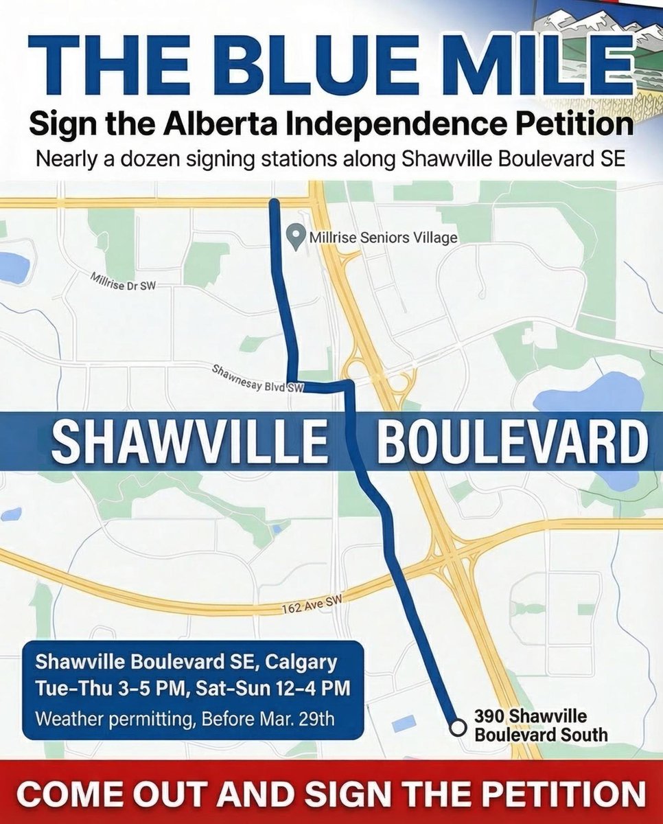 StayFreeAlberta's tweet photo. 🚨 CALGARIANS IN THE SOUTHWEST — THIS IS YOUR CHANCE TO BE PART OF HISTORY. DON’T BE THE ONE LEFT OUT. 🚨

I’ve spoken to hundreds of you in the SW over the last few weeks.

Over 70% of our followers have already signed.

That means the momentum is unstoppable… but 30% of us are still sitting on the sidelines.

And here’s the truth no one wants to say out loud:
When your kids or grandkids ask in 10 years, “Where were you when Calgary changed forever?” — what are you going to tell them?

“I meant to… but I never got around to it.”

That stings. Because this isn’t just a signature.

This is your name on the page that future generations will look at and say:

“The people of Southwest Calgary stood up.”
You still have time — but not much.

Today is the day.

Show up. Sign it. 

Share it with one SW neighbour who hasn’t yet.

Let’s finish this together.

Calgary SW — we’re not the ones who watched from the couch.

We’re the ones who wrote the story.

Let’s go. NOW. 🔥
