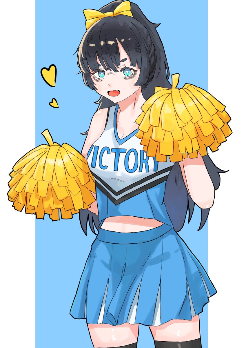 手描きイラスト オリジナル 創作 チア 女の子 青 【公式通販】