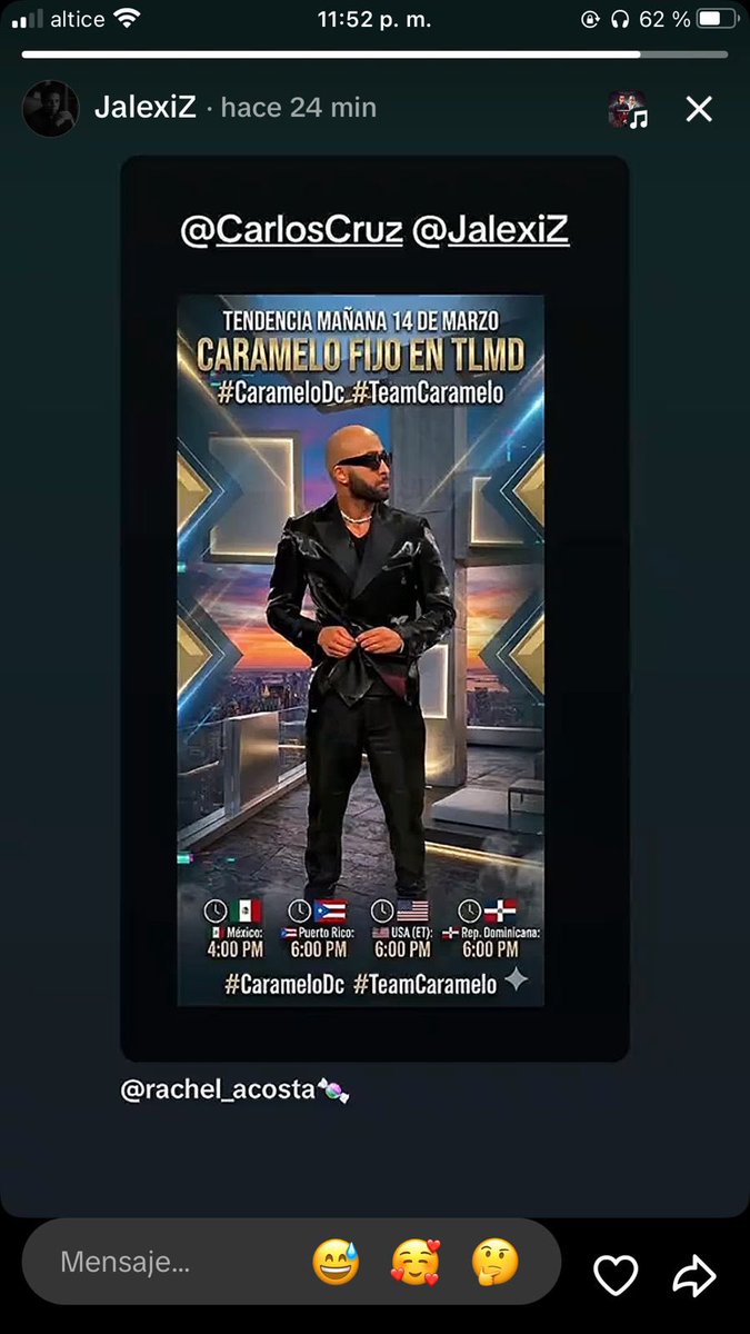 AndresWalkiris's tweet photo. El manager compartió la tendencia en TikTok , no lo podemos defraudar , Vamos con todo mi gente 
#TeamCaramelo #CarameloDC https://t.co/9x5iOjdttJ