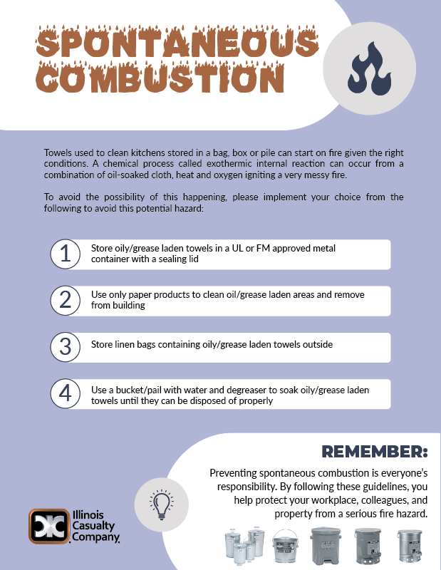 🔥 Grease-soaked towels = fire hazard
Our Loss Control team shares four tips to prevent a disaster. 
#RestaurantInsurance #ICCInsurance #FirePrevention