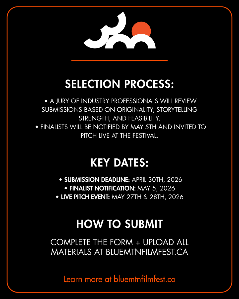 BlueMtnFilmFest's tweet photo. Think your film idea is worth backing? Prove it! Submissions are now open for the BMFM Pitch Competition. Bring your story to the mountain and present it to industry professionals. Apply now! https://t.co/UGDkGnYbuD https://t.co/D0GtItPoWF