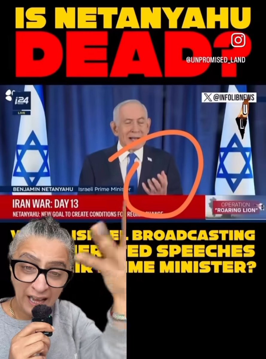 UREGENTE:
Usuários do Instagram apontam que último discurso de Netanyahu foi construído através de um prompt de IA.

O que vcs acham disso?

Estaria Netanyahu morto?