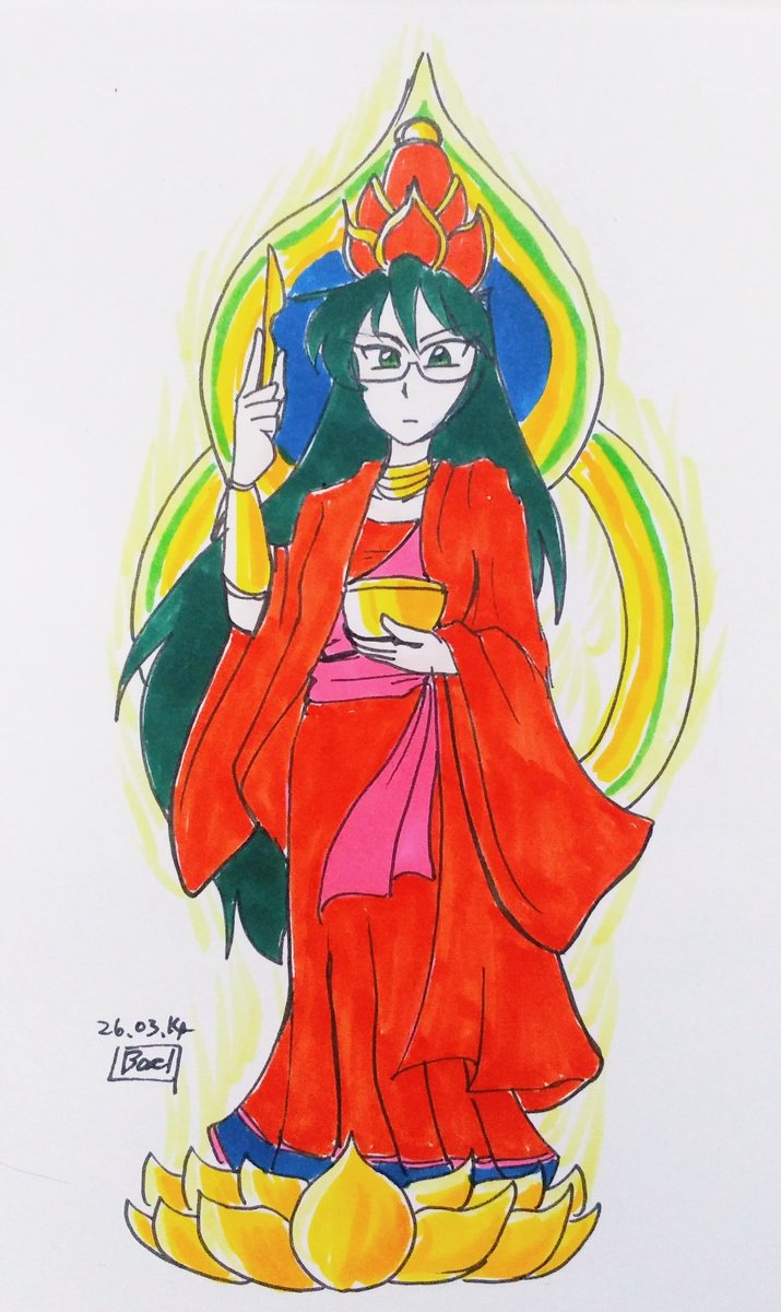 「#神話版深夜の真剣お絵かき60分勝負 お題:医療 大医王・薬師如来。これからも医」|bael38のイラスト