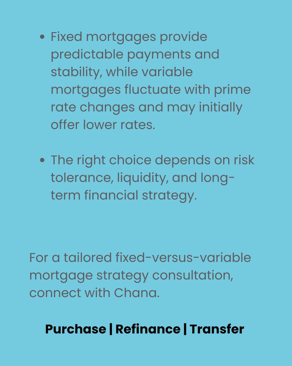 ChanaFayCharach's tweet image. Fixed vs. variable mortgage rates affect cash flow, risk &amp;amp; long-term costs. We help HNW clients optimize strategy for comfort &amp;amp; efficiency. #MortgageTips #VancouverBC
