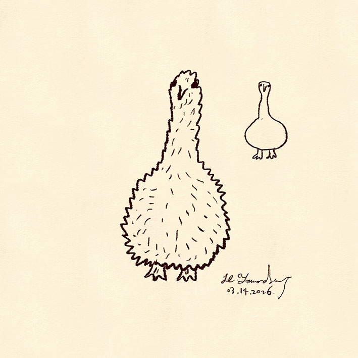 今日の一枚No.73(No.5218)26/03/14
「気持ちは前 体は後ろ」
#HiroyukiYamada #onepictureaday #illustration #山田博之 #一日一枚絵 #イラストレーション