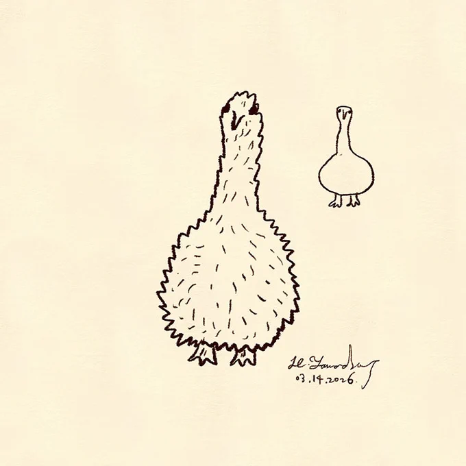 今日の一枚No.73(No.5218)26/03/14
「気持ちは前 体は後ろ」
#HiroyukiYamada #onepictureaday #illustration #山田博之 #一日一枚絵 #イラストレーション 