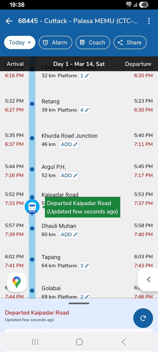 priya_swain's tweet image. Train no 68445 was arrived 1hour late at KUR still was detained for 40min more. Again detained 10min at KPXR. It is supposed to be only #harashed #molested #tortured bonafied passengers in BAM-BBS route by @DRMKhurdaRoad @srdomkur . @AshwiniVaishnaw @RailMinIndia @RailwaySeva
