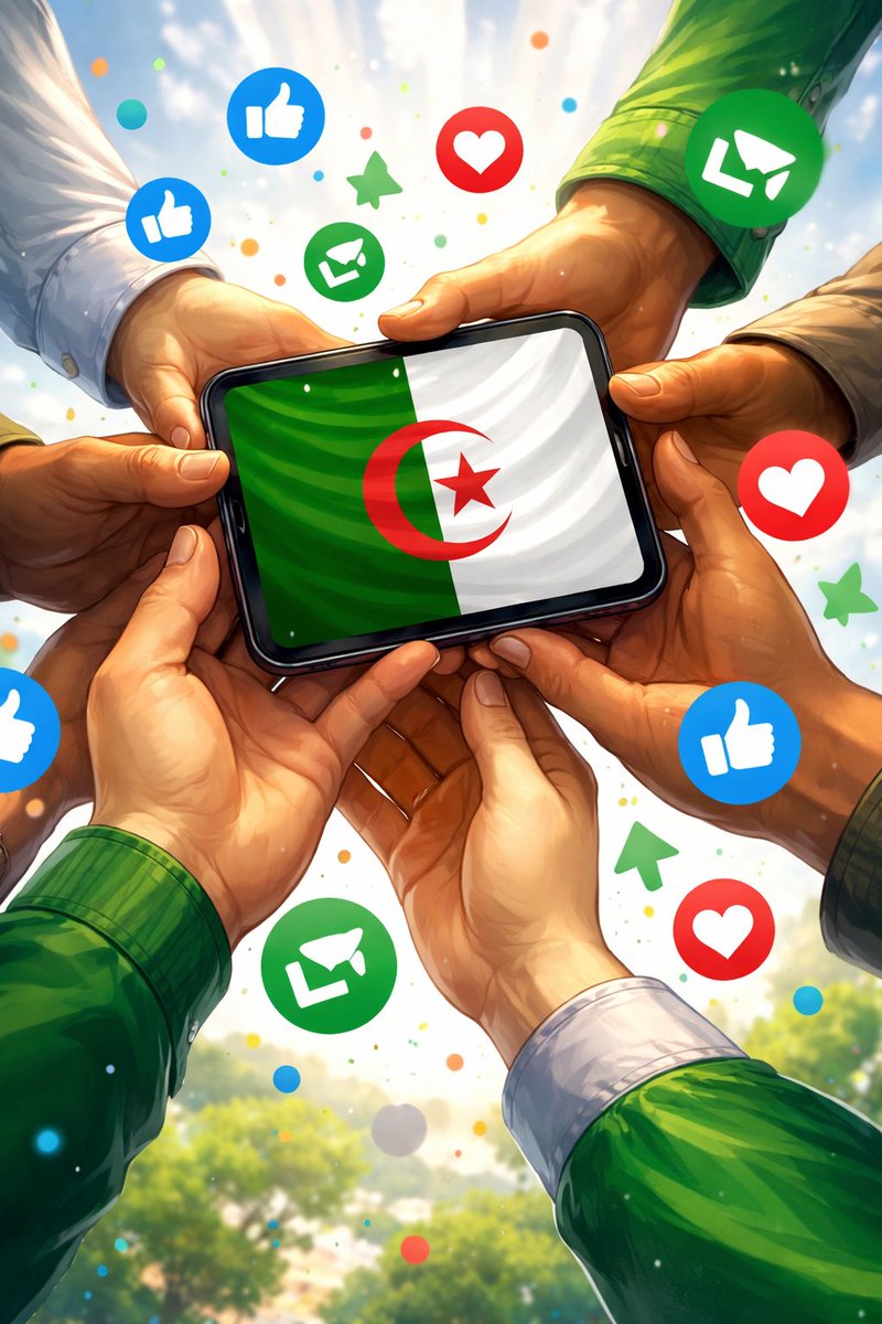 رسالة إلى الجزائريين في X:
متابعة أو إعجاب أو إعادة نشر قد تُحدث فرقًا كبيرًا. فلندعم الحسابات الجزائرية ونساعد بعضنا بعضًا على النمو. نجاح أي جزائري هو انتصار للجميع. فلنُظهر قوة التضامن الرقمي الجزائري.
