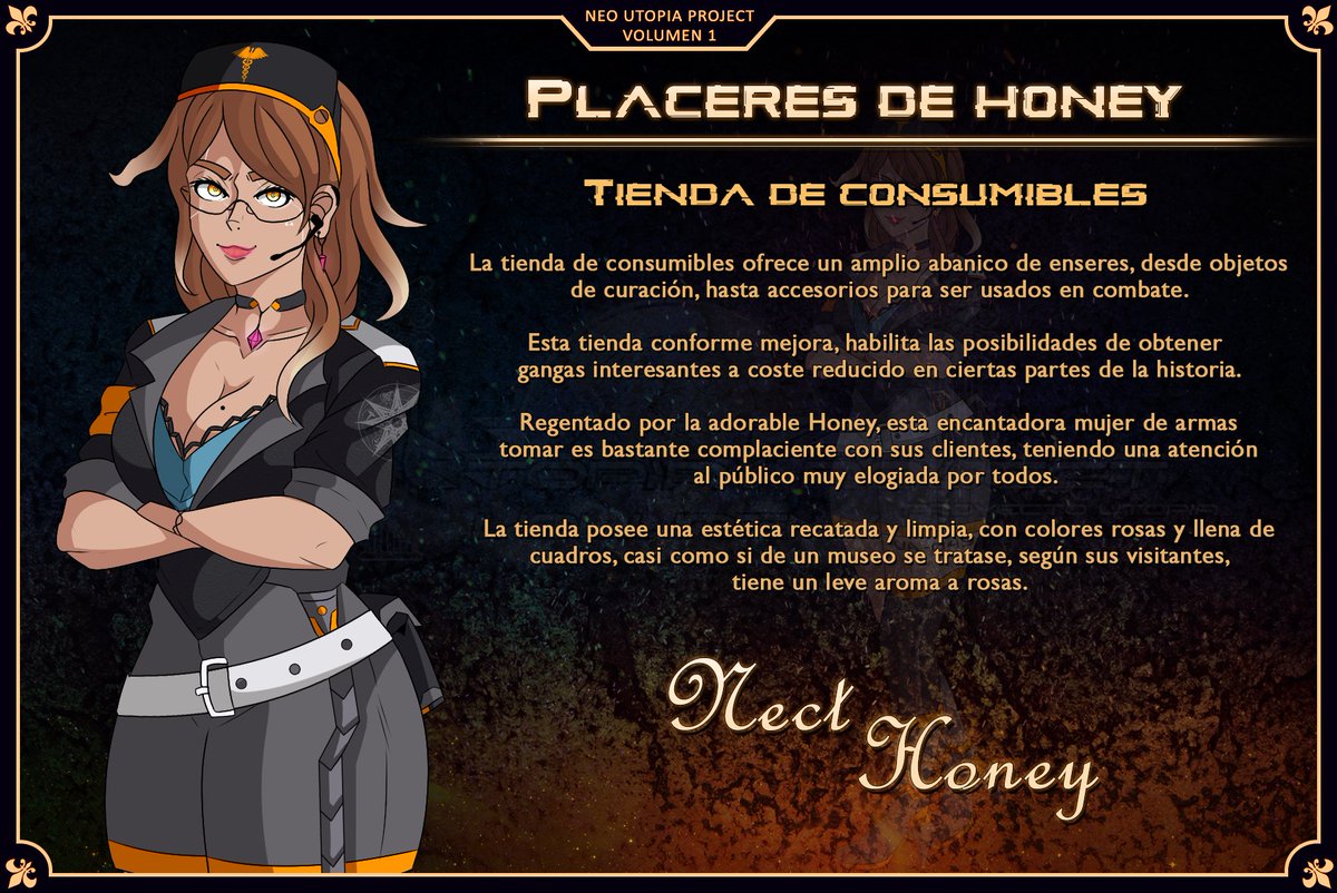 NeoUtopiaProjec's tweet photo. Conoce a Nect Honey, una de los seis vendedores disponibles en Babilonia, al cargo de la tienda de consumibles.

Esta hermosura de Automata se encargará de suministrar a los participantes consumibles y accesorios, para facilitar su travesÍa. 

#NUP #indie #gamedev #indiedev https://t.co/3kfq7lJ6eG