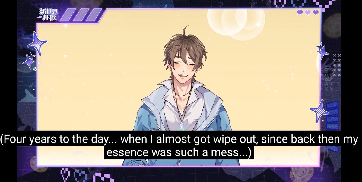 SpeedSymphony's tweet photo. One last thread cause I hardly post but wanna rent or else it'll drive me crazy.

This freaking line at the end where Eiden mentioned he nearly wiped out from his essence going haywire, it is foreshadowing what happens next in the main story???
#NUCarnival https://t.co/aPc0C5ToK7