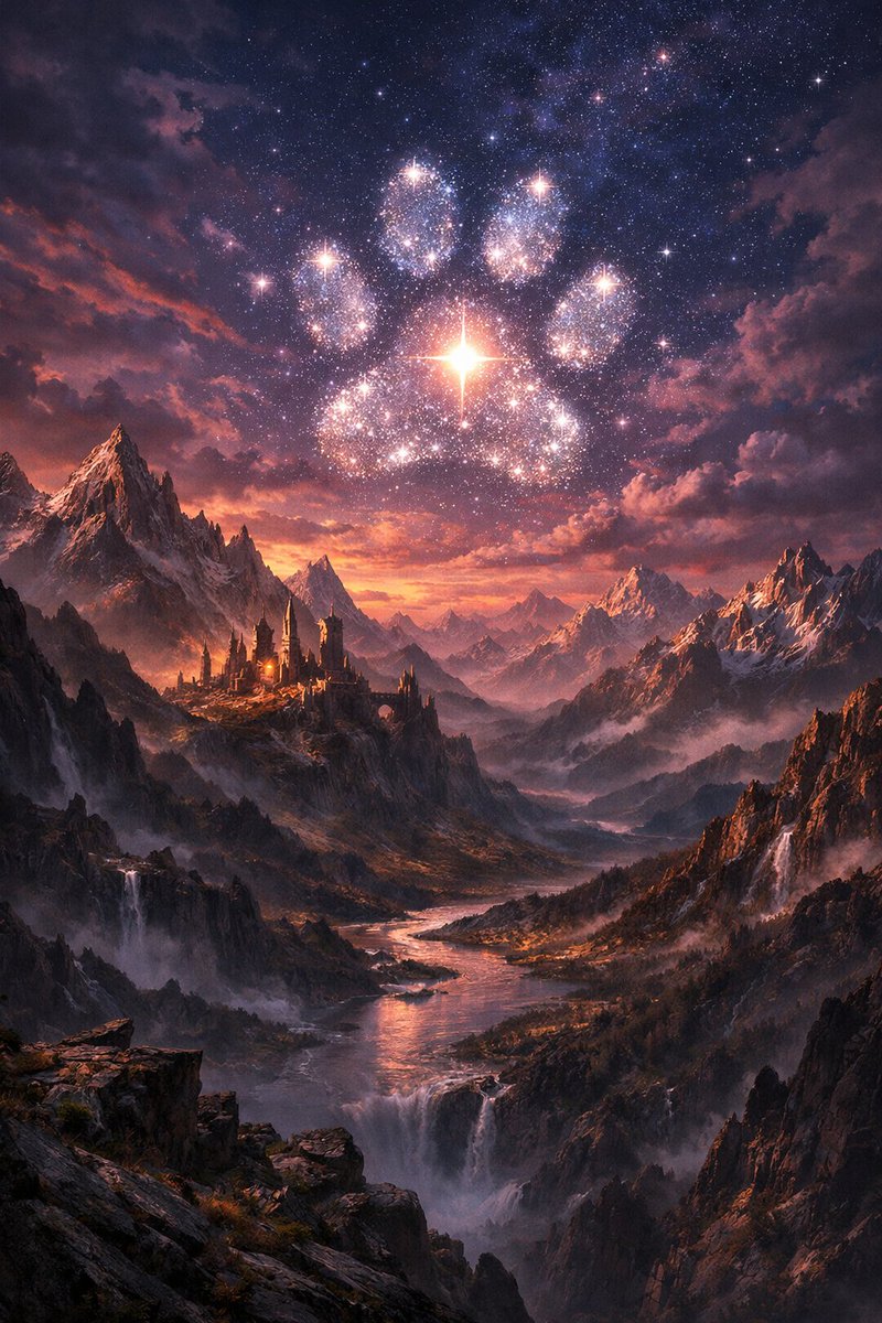 realDogenera's tweet image. Woof! In a different chapter of legend, prophecy rises anew—Dogenera’s paws leave constellations where courage stands alone. 🐕✨🌌🔥 #Dogenera #Dogeneration #Doge #elonmusk #prophecy #LOTR #Tolkien