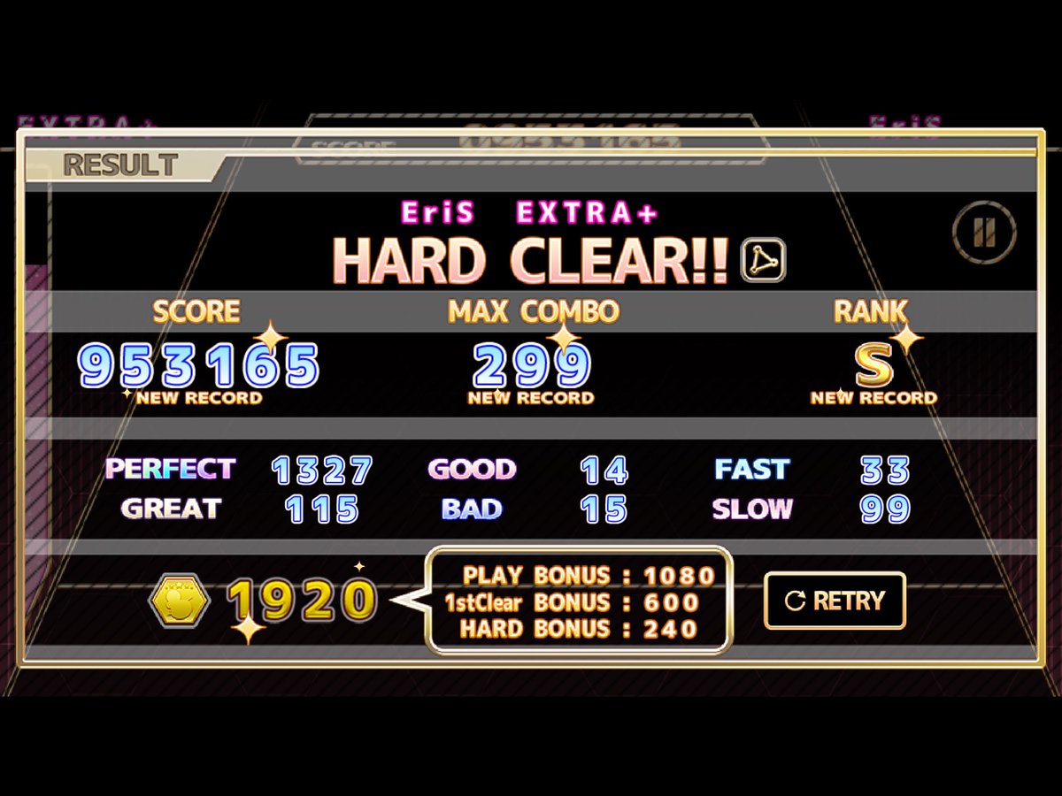 Shuri_waku's tweet image. 【ChainBeeTをプレイ】
EriS(EXTRA+)をHard Clear!!
#ChainBeeT
普通に全体的にむずくて泣いた
体力ないよー
