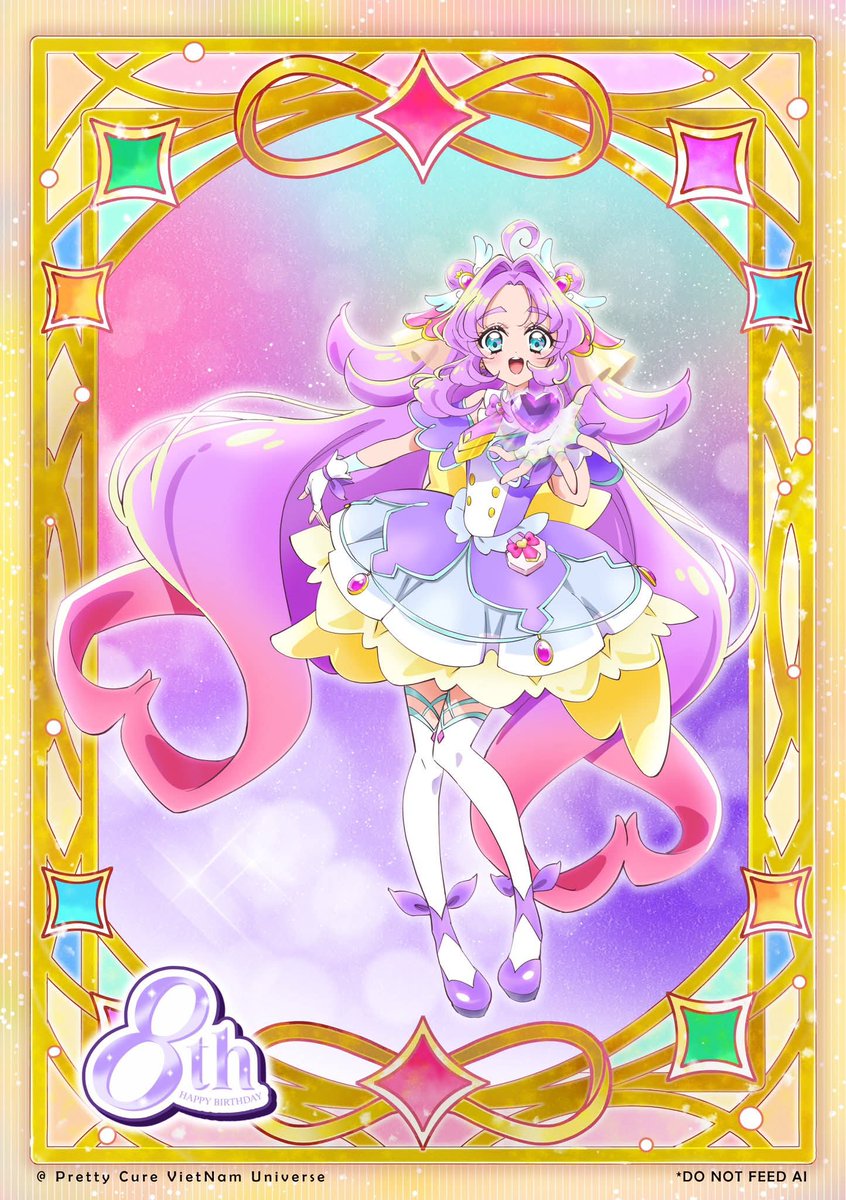 Reihiri_'s tweet photo. Our fanpage in Vietnam decided to draw these 3 characters to celebrate our 8th anniversary. Cure Answer is the newest lead Cure, Cure Friendy is the winner of the “Most Favorite Purple Pretty Cure” vote, Cure Elysian is one of the 5 characters created by our fanpage! 
#precure https://t.co/px61GHrVZ0