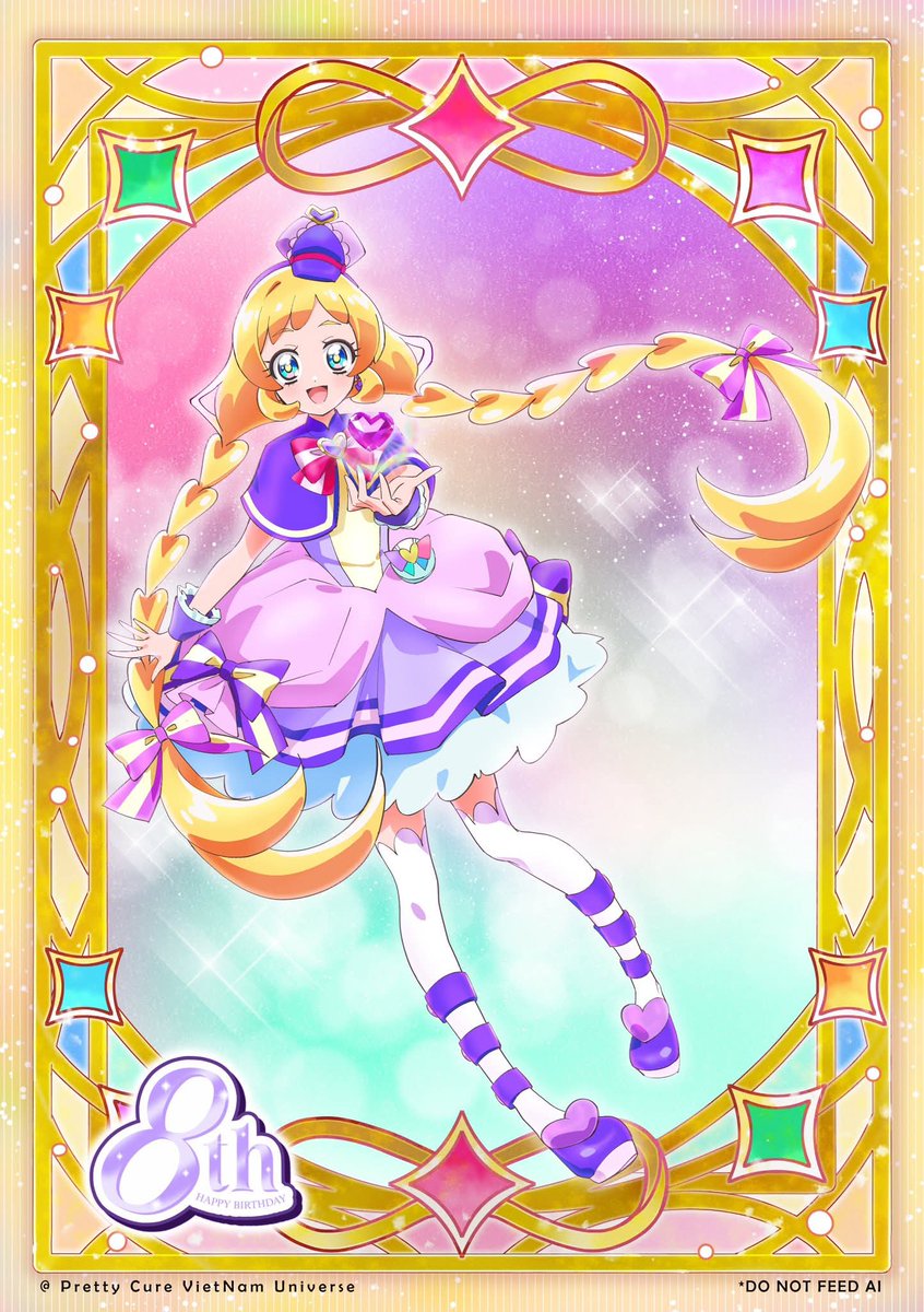 Reihiri_'s tweet photo. Our fanpage in Vietnam decided to draw these 3 characters to celebrate our 8th anniversary. Cure Answer is the newest lead Cure, Cure Friendy is the winner of the “Most Favorite Purple Pretty Cure” vote, Cure Elysian is one of the 5 characters created by our fanpage! 
#precure https://t.co/px61GHrVZ0