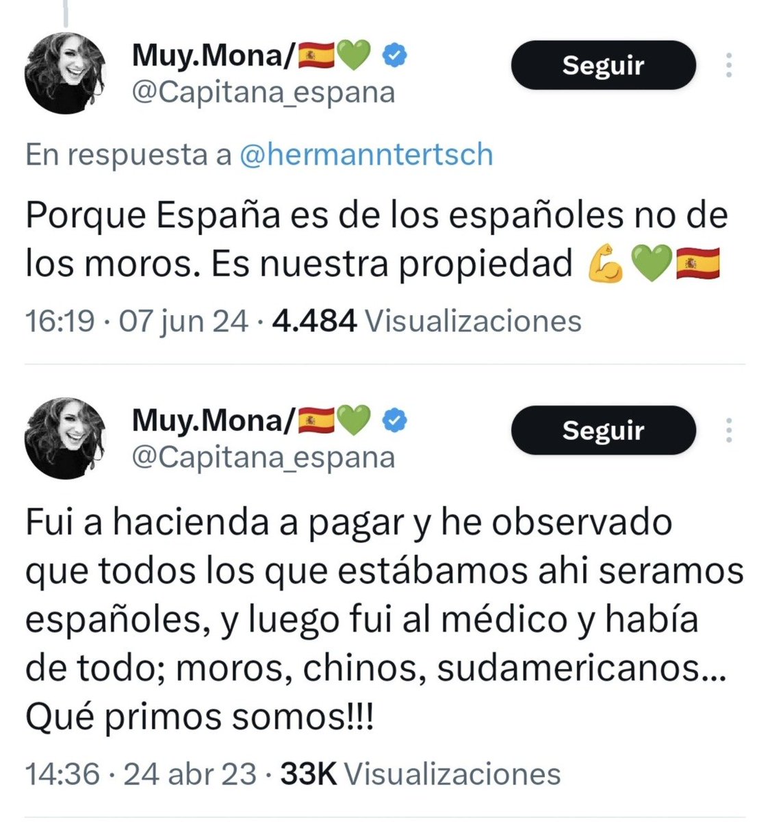 JulianMaciasT's tweet image. Está tranqui la cosa entre el trollcenter de VOX y los portavoces que están purgando.
Gallardo tiene razón que hasta que no se conoció que Muy Mona era norteafricana todos sus tuits eran atacando a los "moros" haciéndose pasar por española de origen.