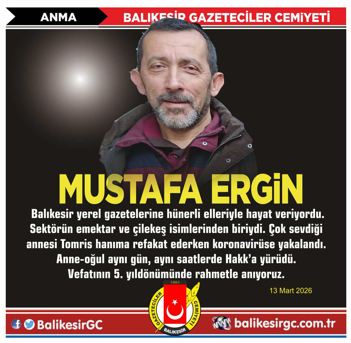 BalikesirGC's tweet photo. #anma #mustafaergin https://t.co/wARMDujX0Q