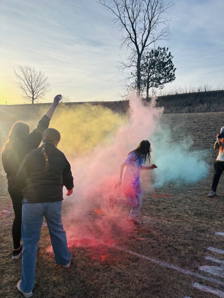 GCSD_HS's tweet photo. The student organized Color Run was so much fun! Shout out to Mr. Heilman and the yearbook staff and all who assisted with the planning and volunteering! https://t.co/NTxW9VJKPz