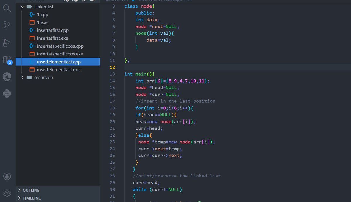 OmPrakash_cpp's tweet photo. Started learning Linked List today 💻
Practiced insert &amp; delete at beginning, end, and specific position.
#DSA #LinkedList #Coding #ProblemSolving https://t.co/tb5bsnIlMp