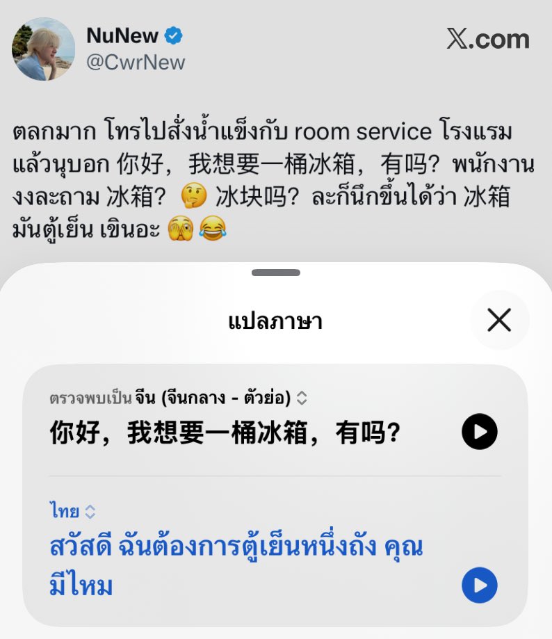 ฝันร้ายโรงแรมจีน ดาราไทยสั่งรูมเซอวิสเป็นตู้เย็น