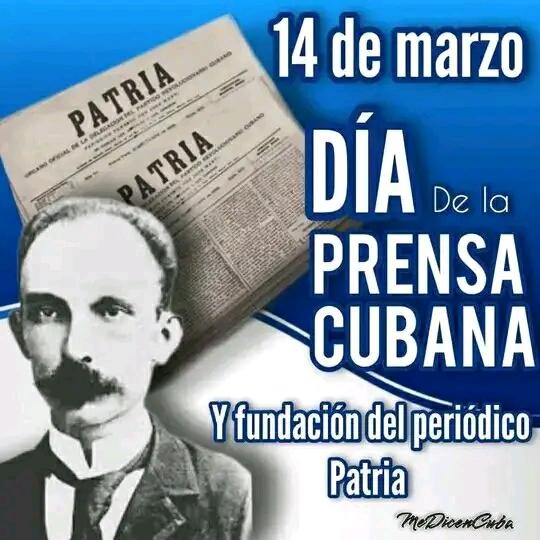 En el #DiaDeLaPrensaCubana extendemos la felicitación a todo el gremio periodístico de #Artemisa. En 1892 José Martí fundó el periódico Patria para unir a los cubanos en la lucha independentista. Cada 14 de marzo se celebra a los representantes de la palabra en #Cuba.