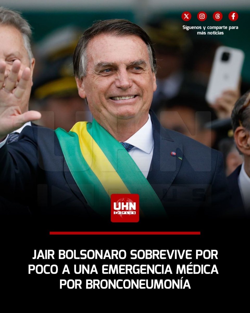 🇧🇷‼️ | ÚLTIMA HORA — El expresidente Jair Bolsonaro ha vuelto a esquivar la muerte tras ser ingresado de urgencia en un hospital de Brasilia con un cuadro severo de bronconeumonía. Su médico personal fue categórico: el líder conservador "sobrevivió por poco". Un retraso de apenas