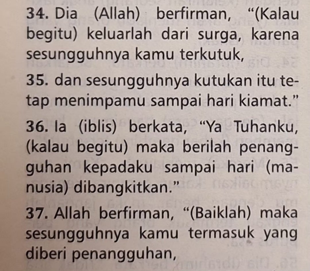 SAIBdelvi's tweet photo. Buat yg masih ragu apakah doamu akan dikabulkan Allah, coba baca Al Hijr 34-37, kisah klasik iblis diusir dari surga karena sombong.

Kalau permintaan iblis saja dikabulkan, apalagi permintaan manusia (makhluk terbaik masterpiece Allah)?

Yuk bisa yuk lbh yakin dlm berdoa. 💪🏻 https://t.co/uI7KBCX5wR