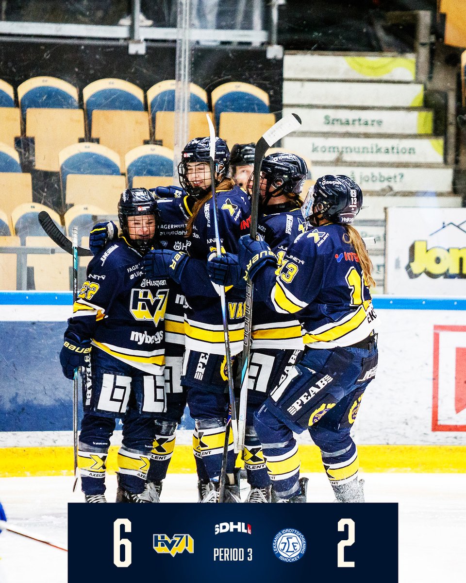 HV71's tweet photo. SEGER!!

Vi besegrar Leksand med 6-2 och har därmed säkrat SDHL-kontraktet för säsongen 26/27!!

HV71:s målskyttar: Eimear Leacy, Rachel Weiss, Teghan Inglis, Evelyne Blais-Savoie, Alva Johansson x2! https://t.co/PHIkdhUaG6