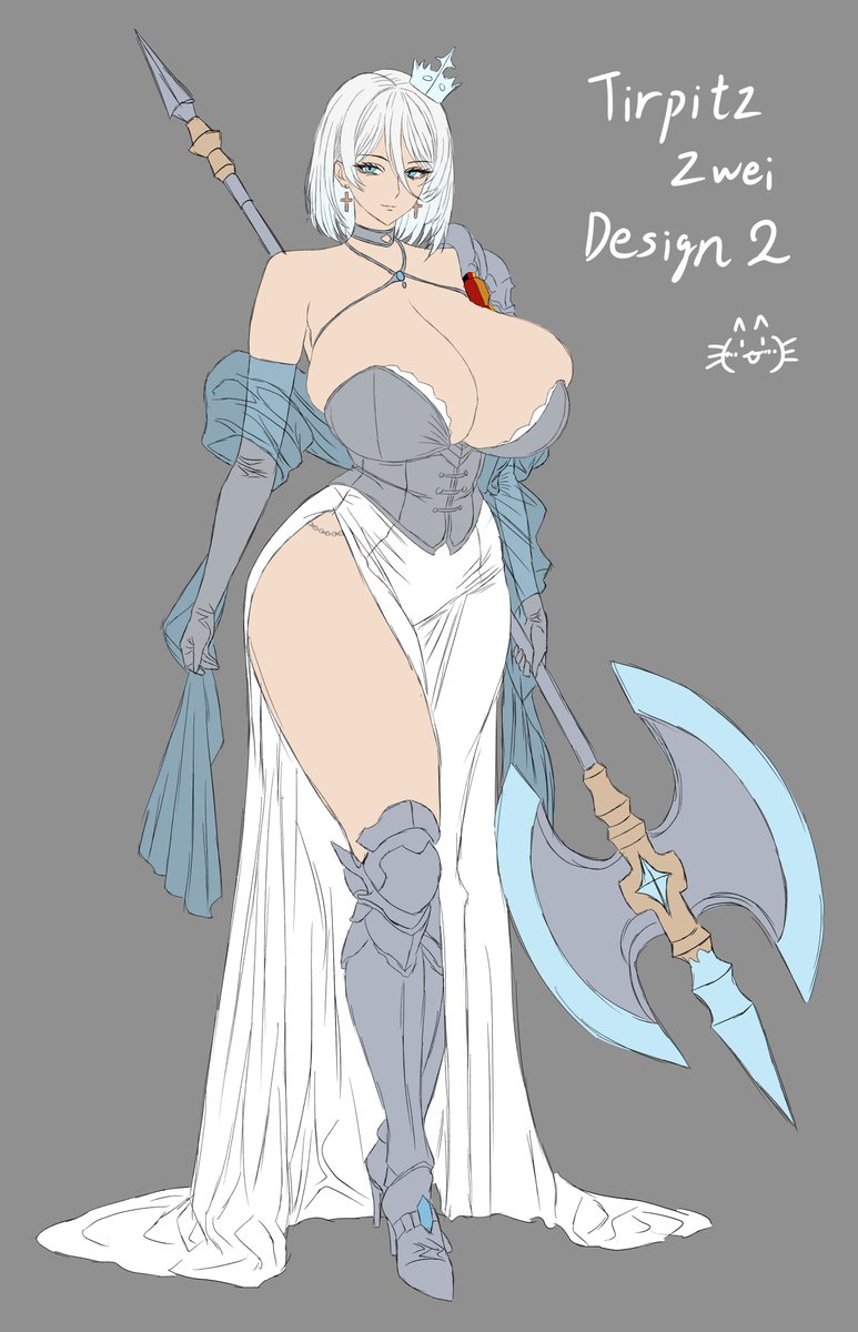 Seisa01014553's tweet photo. My two designs of Tirpitz Zwei. Since I know the AL developers will not release her Zwei form, I just sketched them with no further coloring. I just hope she can at least get a META form or anything else can make her stronger and more attractive. https://t.co/BluK99KA5M