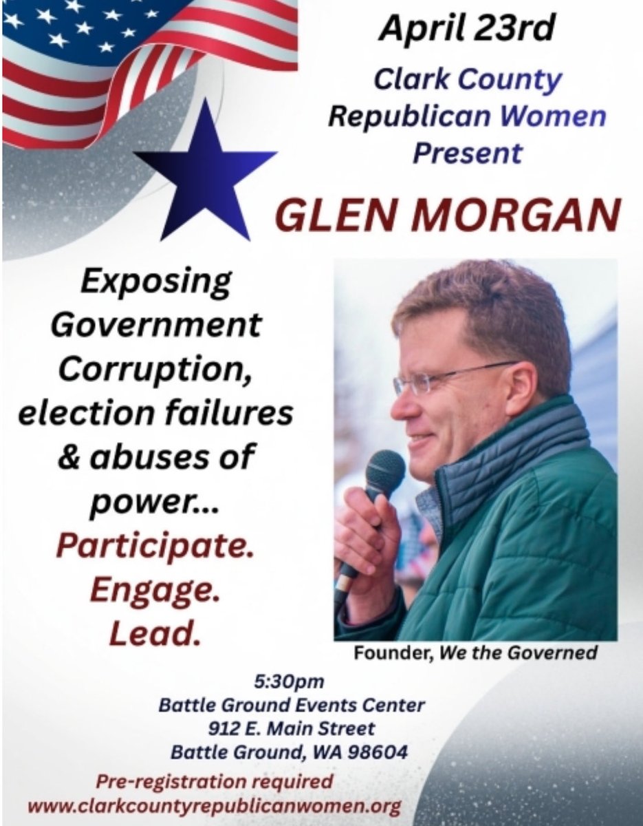 CCRWofWA's tweet photo. 🇺🇸 JOIN US APRIL 23 DINNER EVENT 🔴
🕠 5:30 PM.  @wethegoverned 
📍 Battle Ground Events Center
912 E. Main St, Battle Ground, WA

🎟️ $30 Members | $40 Non-Members
⚠️ Pre-registration required

https://t.co/C6ICx5vY5P https://t.co/y8ShQOVCQV