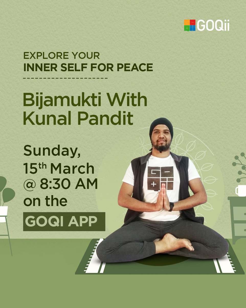 GOQii's tweet photo. π§ββοΈ Join Kunal Pandit as he guides you through the mystical power of Bija mantras to unlock the energy of your bodyβs chakras. β¨
Donβt miss this #FitIndiaActiveSunday session at 8:30 AM tomorrow on the GOQii App.
#Yoga #Health #BeTheForce https://t.co/1xMX5Dzxpg