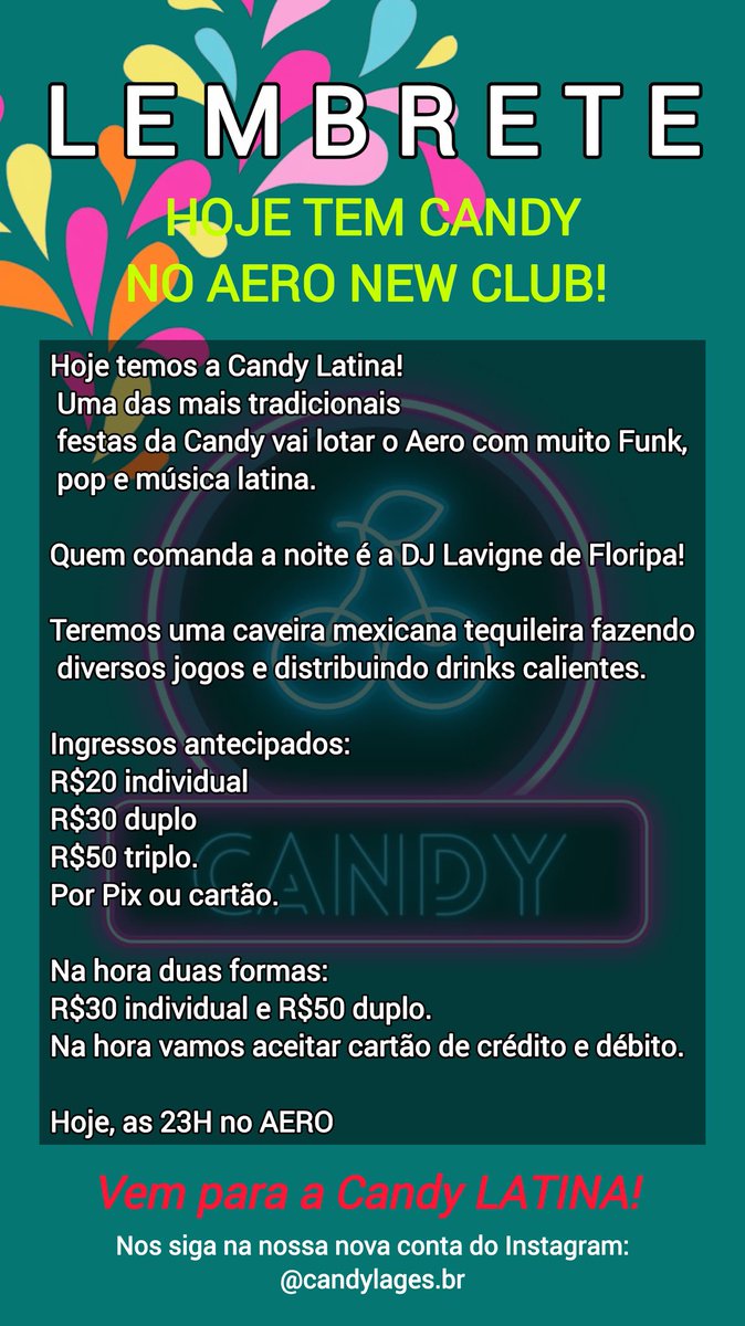 CandyLages's tweet photo. Hoje tem Candy Latina no aero.

Ingressos no:

49999052693 https://t.co/txirBAQhUF