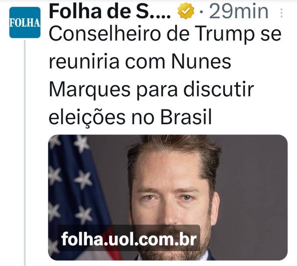 Nunes Marques tem que se explicar. A nossa dedicada imprensa já cobrou explicações? Qual o tema da conversa sobre as eleições no Brasil que ele teria com um sujeito tido como supremacista branco do terceiro escalão do governo americano?