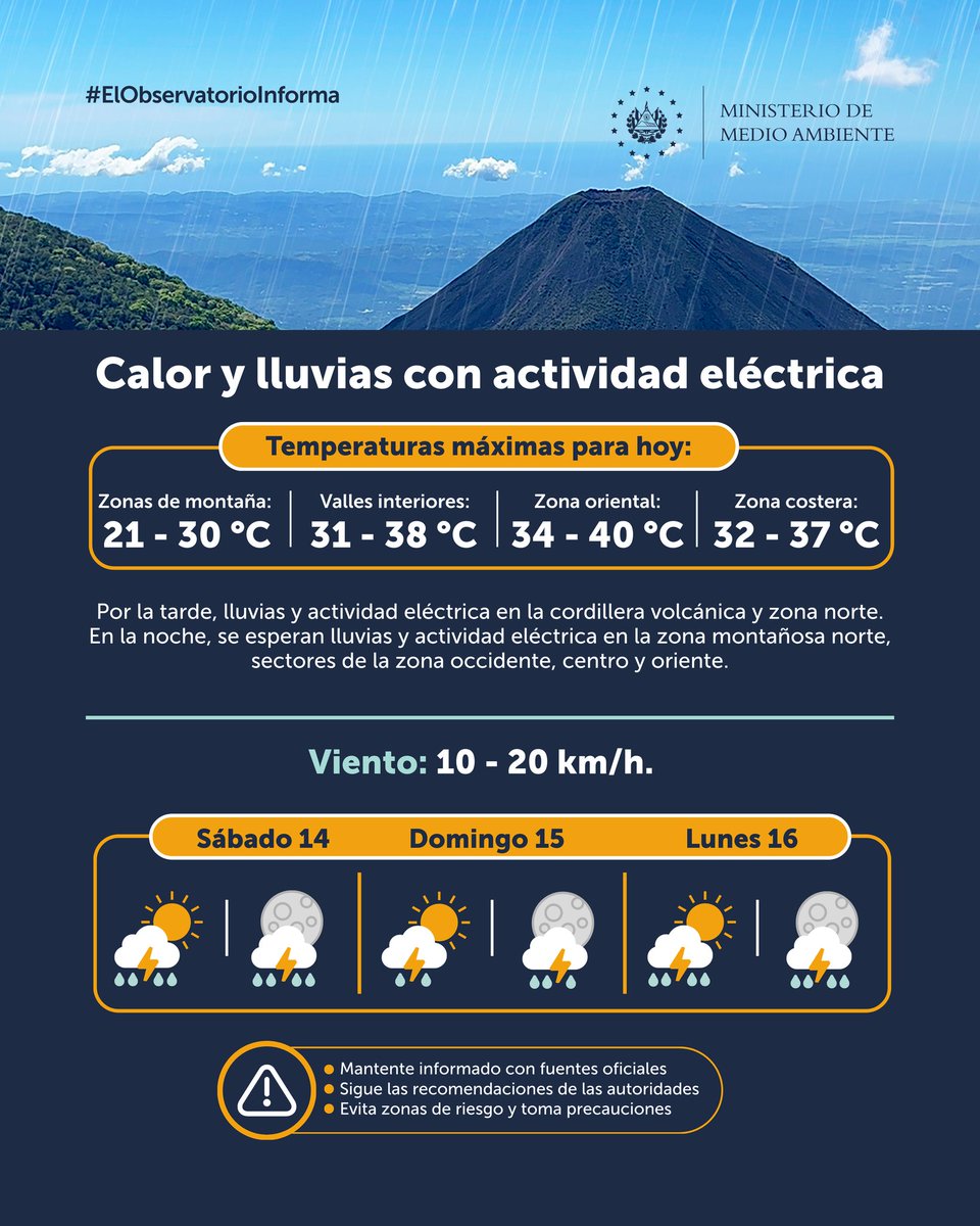 📌#ElObservatorioInforma | Calor y lluvia acompañada de actividad eléctrica por la tarde y la noche en diferentes sectores del país es lo que se espera para este sábado.🌡️🌦️

Conoce los detalles, toma precauciones, mantente informado por nuestras fuentes oficiales y comparte. 🔁