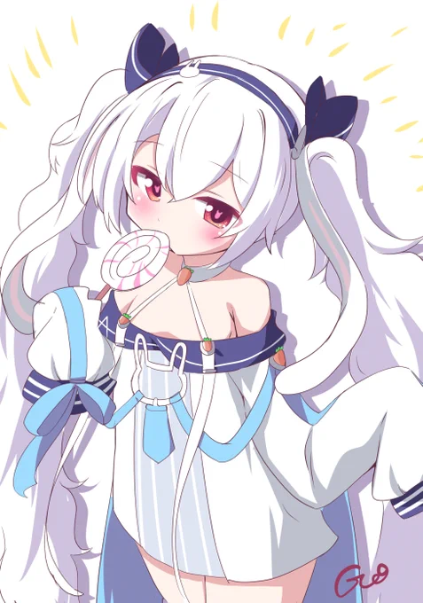 ホワイトデーなのでラフィーちゃんにお返しのペロキャンをあげました