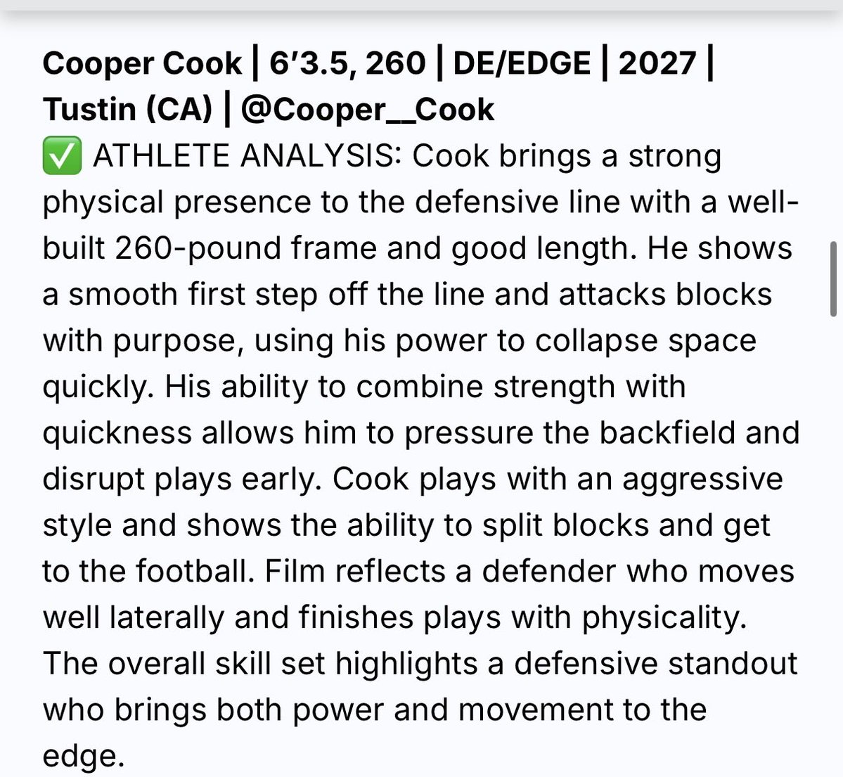 Cooper Cook | C/O 2027 🏈 (DE/Edge/TE) tweet media