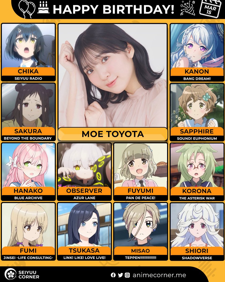 seiyuucorner's tweet photo. Happy birthday Moe Toyota! 🎉 

Let's wish Moeshi all the best @toyotamoe 

#MoeToyota #豊田萌絵 #豊田萌絵生誕祭2026 https://t.co/dQICQEETZU
