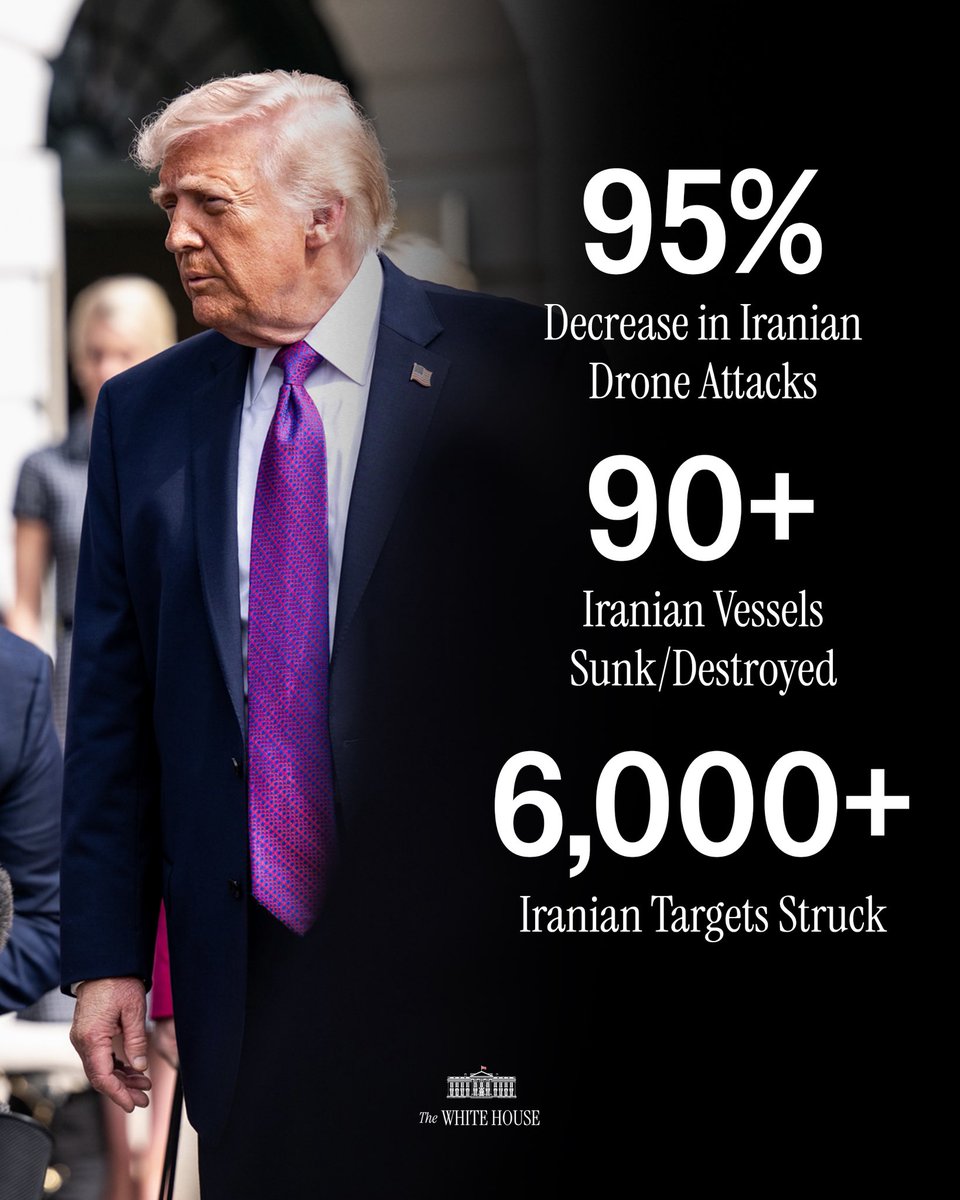Iran’s ballistic missile capacity is functionally destroyed. Their navy assessed combat ineffective. Complete and total aerial dominance over Iran. 

Operation Epic Fury is yielding massive results. 🇺🇸