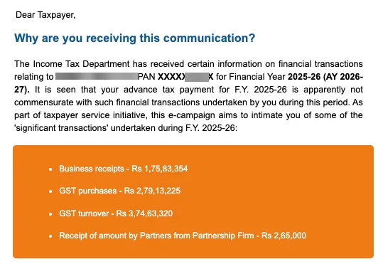 Greased_Palm's tweet photo. @IncomeTaxIndia @FinMinIndia Could you explain how many ppl are reporting receiving the same baseless email while AIS is showing no such transactions? So cruel to do this to a senior citizen, heart patient! @TOIIndiaNews @thewire_in @TheQuint @MoneylifeIndia @suchetadalal https://t.co/WNlq08Irwt